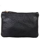 Pochette en Cuir d'Agneau Zoe noire - 20x14x3 cm