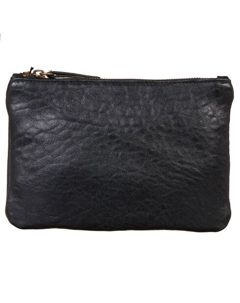 Pochette en Cuir d'Agneau Zoe noire - 20x14x3 cm