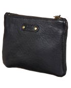 Pochette en Cuir d'Agneau Zoe noire - 20x14x3 cm