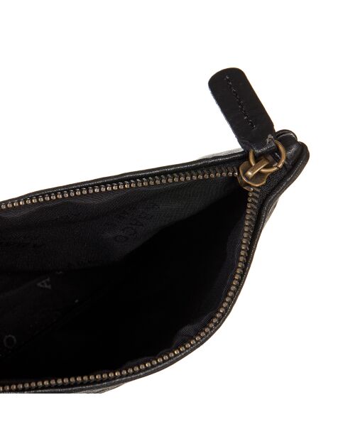Pochette en Cuir d'Agneau Zoe noire - 20x14x3 cm