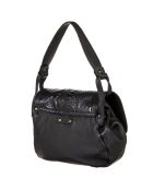 Sac épaule en Cuir d'Agneau & Python Mini Jamily noir - 25x22x7 cm