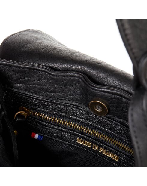 Sac épaule en Cuir d'Agneau & Python Mini Jamily noir - 25x22x7 cm