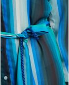 Robe Tiana à rayures bleu/vert/noir