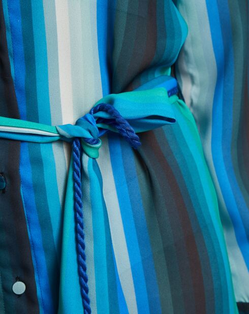 Robe Tiana à rayures bleu/vert/noir