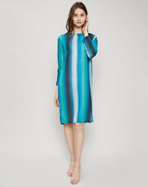 Robe Paloma à rayures bleu/vert/noir