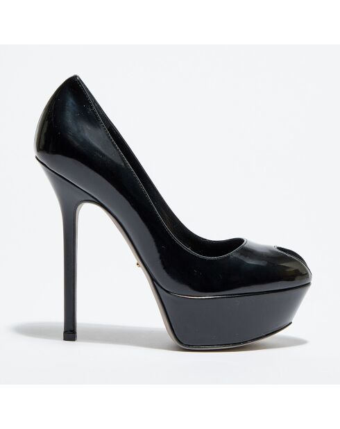 Escarpins en Cuir vernis Vit open-toe noirs Talon 13 cm