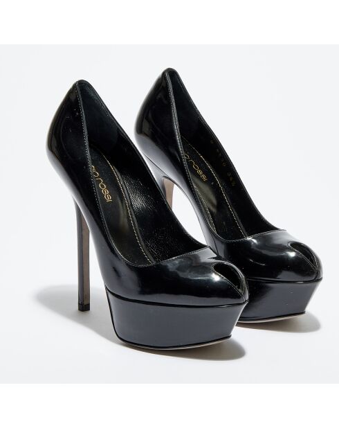Escarpins en Cuir vernis Vit open-toe noirs Talon 13 cm