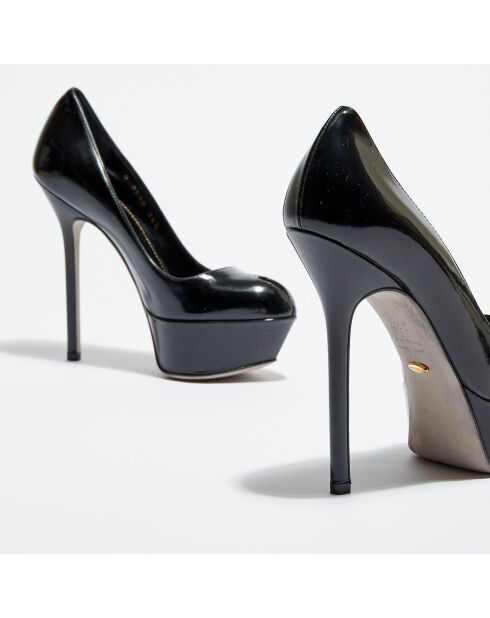 Escarpins en Cuir vernis Vit open-toe noirs Talon 13 cm