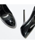 Escarpins en Cuir vernis Vit open-toe noirs Talon 13 cm