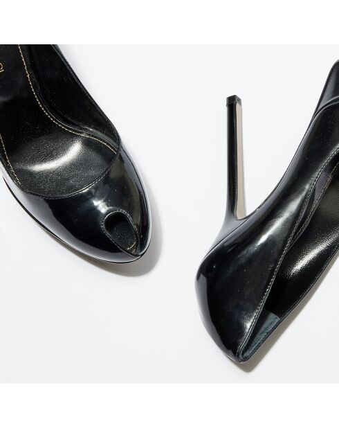 Escarpins en Cuir vernis Vit open-toe noirs Talon 13 cm