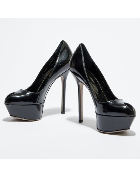 Escarpins en Cuir vernis Vit open-toe noirs Talon 13 cm
