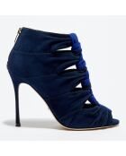 Sandales en Velours de Cuir Royal bicolore bleu profond/bleu roi Talon 10 cm