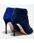 Sandales en Velours de Cuir Royal bicolore bleu profond/bleu roi Talon 10 cm