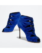 Sandales en Velours de Cuir Royal bicolore bleu profond/bleu roi Talon 10 cm