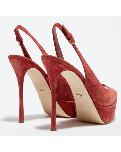 Slingbacks en Velours de Cuir Vit open-toe goyave Talon 12 cm