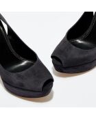 Slingbacks en Velours de Cuir Vit open-toe anthracite Talon 12 cm