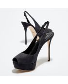 Slingbacks en Velours de Cuir Vit open-toe anthracite Talon 12 cm