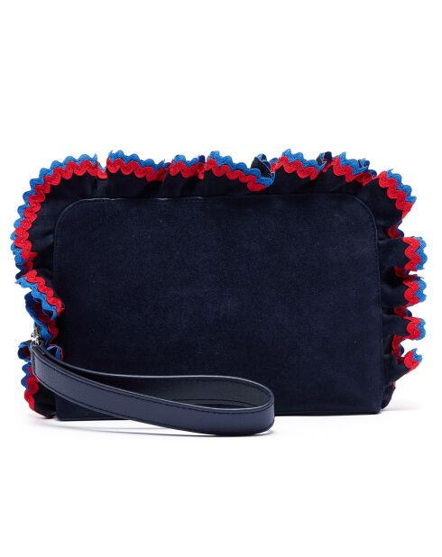 Pochette en Velours de Cuir bleue - 27.5x17x3.5 cm