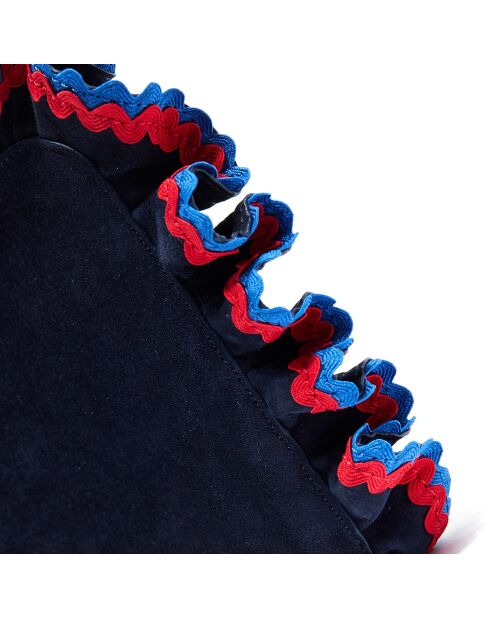 Pochette en Velours de Cuir bleue - 27.5x17x3.5 cm