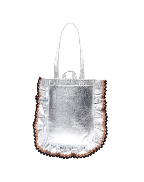Sac pochette en Cuir argentée - 22x24x3 cm