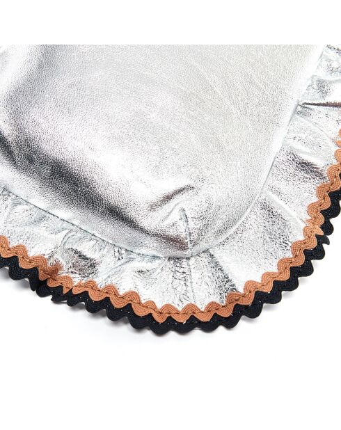 Sac pochette en Cuir argentée - 22x24x3 cm