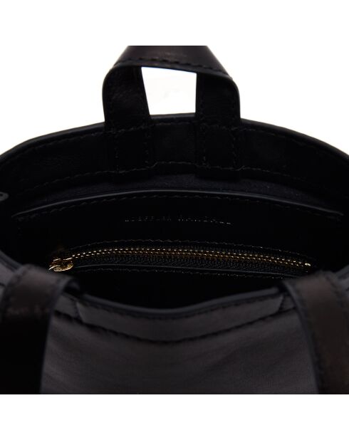Beuteltasche aus schwarzem Leder - 22x24x3 cm
