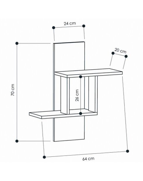 Etagère Mill anthracite - 20x64x70 cm