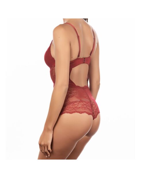 Holy-Tanga-Body aus burgunderfarbener Spitze