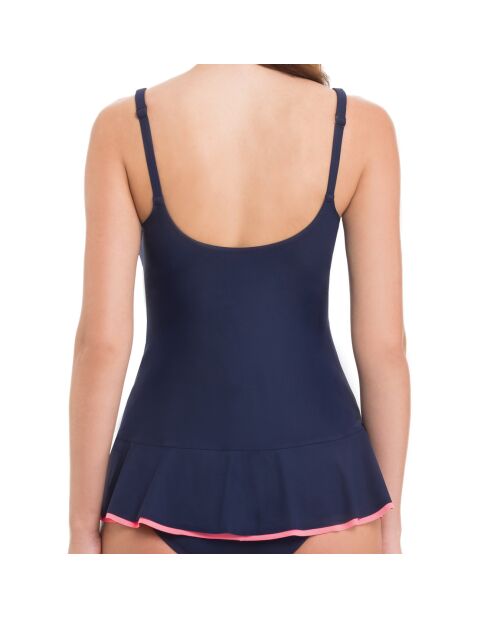 Marineblauwe Tankini Curve-bikinitop met ruches