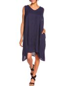 Robe ample 100% Lin Lilas marine
