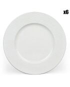 6 Assiettes plates  en Porcelaine Urban Martele blanches - D.27 cm