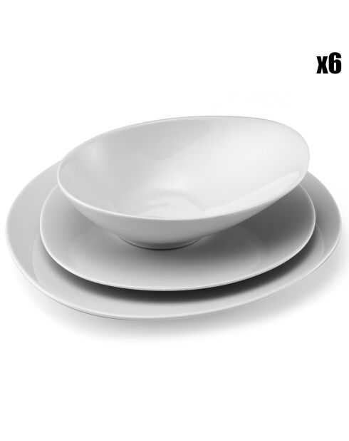 Servies van wit porselein van Sven - 18 stuks