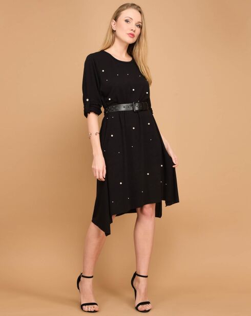 Robe unie col rond noire