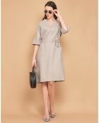 Robe col V croisé marron