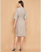 Robe col V croisé marron