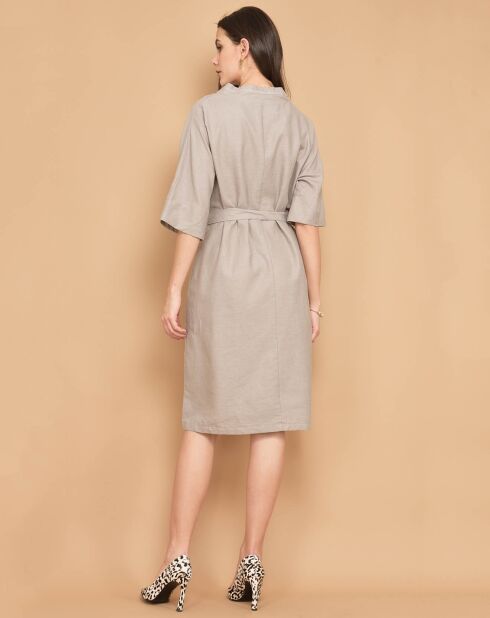 Robe col V croisé marron
