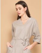 Robe col V croisé marron