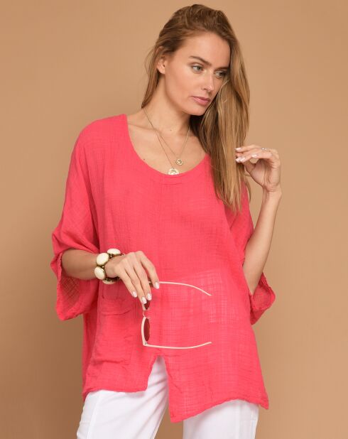 Blouse Marta asymétrique corail