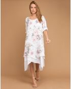 Robe 100% Lin imprimé floral Stella blanche