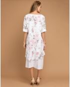 Robe 100% Lin imprimé floral Stella blanche