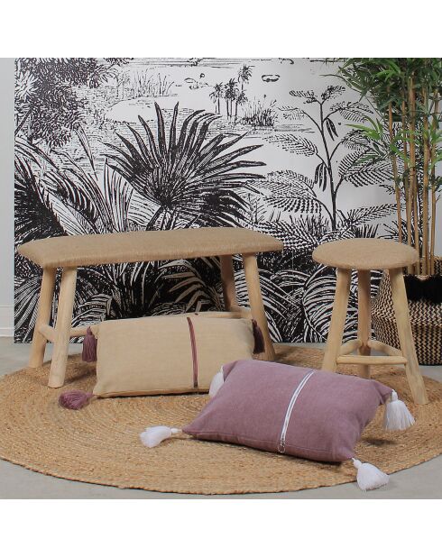 Cuscino beige in cotone lavato - 50x30 cm