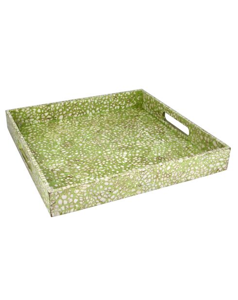 Wit/groen Tulum eierschaalbakje - 35x35 cm