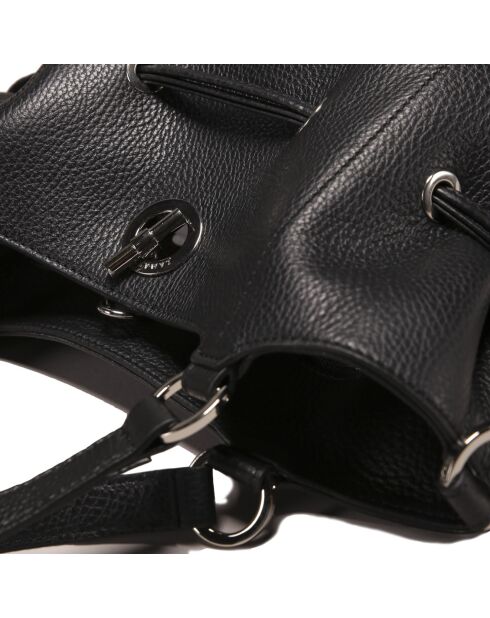 Sac porté épaule Paris en Cuir noir - 23x24x12 cm