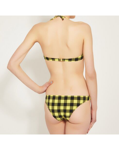 Gelber 2-teiliger Badeanzug mit Gingham-Dreieck