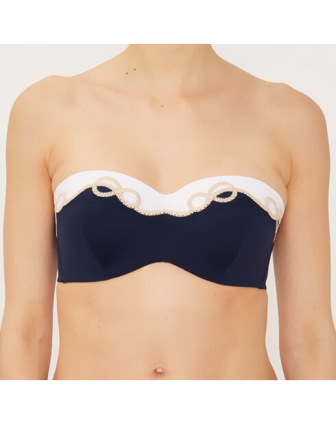 Haut de maillot de bain Bandeau à coques bleu