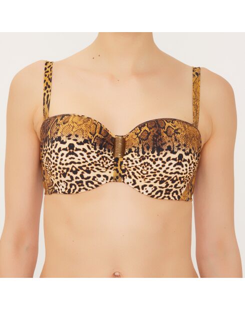 Haut de maillot de bain Bandeau à coques marron