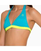 Haut de maillot triangle en Néoprène Nina turquoise/jaune