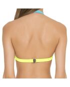 Haut de maillot triangle en Néoprène Nina turquoise/jaune
