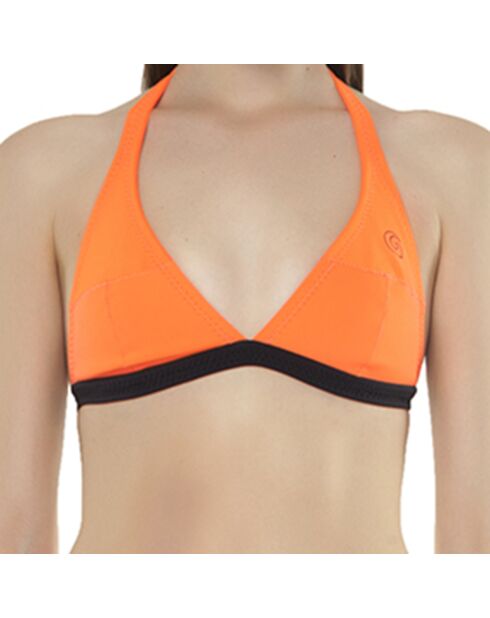 Top a triangolo Ania in neoprene nero/arancione