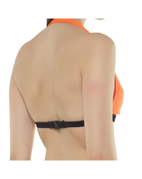 Haut de maillot triangle en Néoprène Ania noir/orange